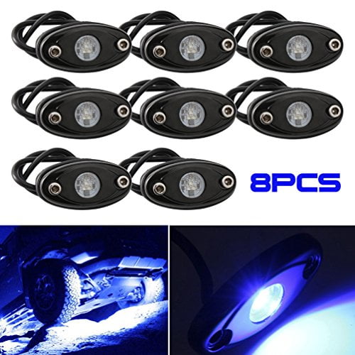 LEDMIRCY LED Rock Lights Blue Kit for JEEP Off Road Truck ATV SUV Boat Car Auto High Power Underbody Glow Neon Trail Rig Lights Underglow Lights Waterproof Shockproof Pack of 10,Blue 
