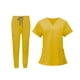 thumbnail image 4 of Uniformes Conjunto de trabajo Ropa de trabajo Enfermera Top Pantalones Manga corta Trajes de trabajo de enfermería, Amarillo S, 4 of 9