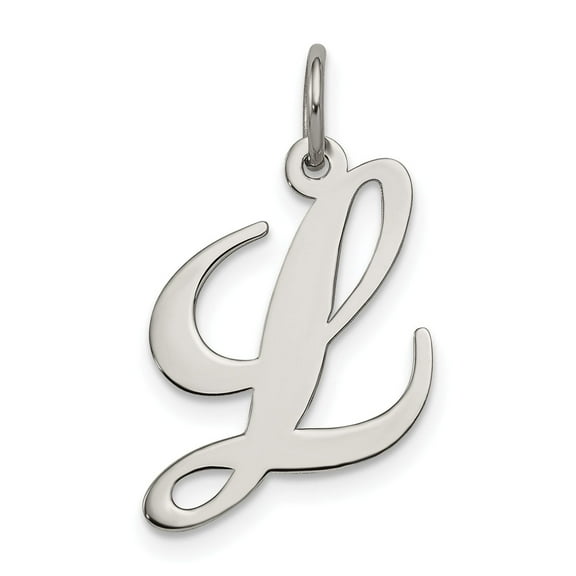 Sterling Silver Initial L Pendant Necklace for Women, Polished Cursive Letter Charm, Dainty Alphabet Jewelry, Elegant Monogram Style, Minimalist Identity Symbol