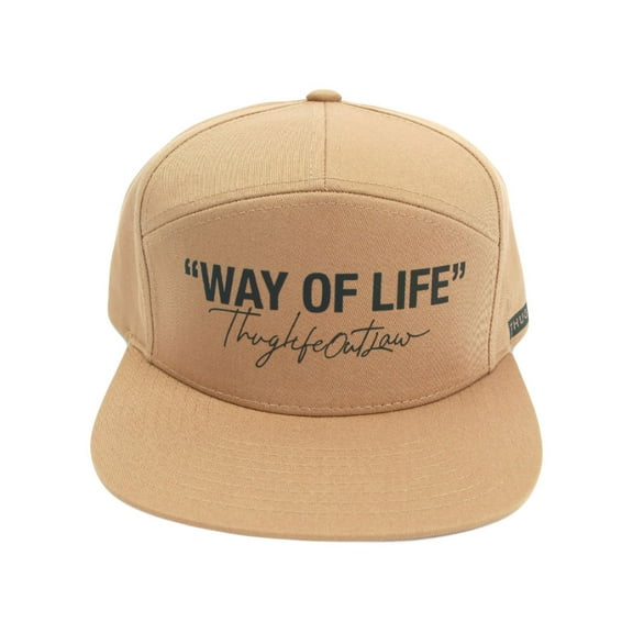 WITHMOONS Thuglife Print Cotton Snapback 7 panel Hat Hiphop Flat Bill Baseball Cap AL21503 (Beige)