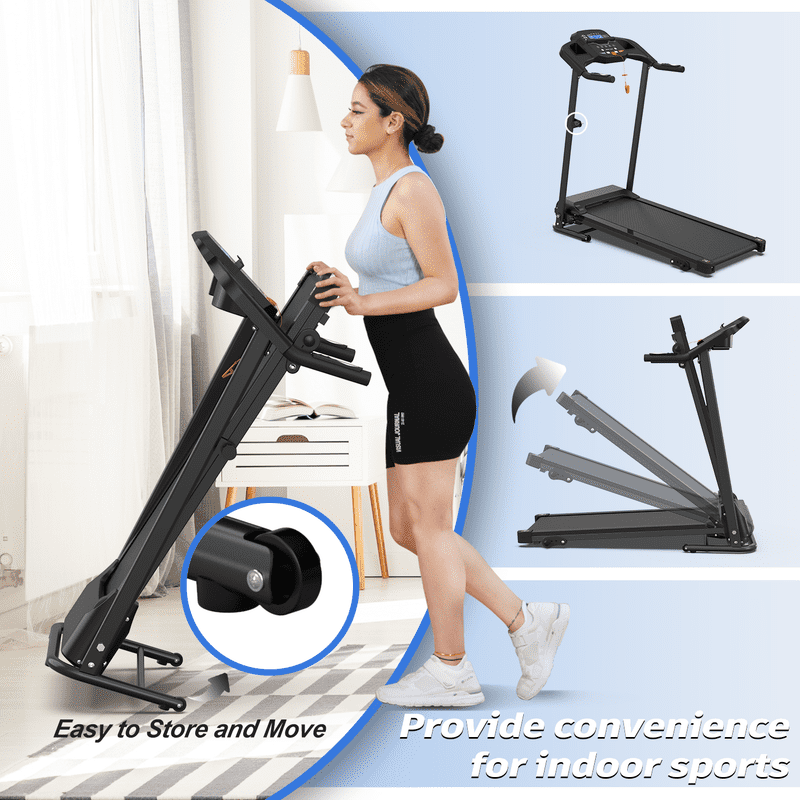 Redliro Folding Treadmill with 2.5HP Quiet Brushless Motor, Compact Running Machine for Home, LCD Display, Heart Rate Monitor, 265LBS Capacity