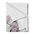 thumbnail image 2 of Skull Soft Flannel Fleece Throw Blanket, Bones of a Lamb with Rose Flowers Oriental Creepy Bohemian Graphic Print, Cozy Plush for Indoor and Outdoor Use, 60" x 80", Lilac and Grey, by Ambesonne, 2 of 5