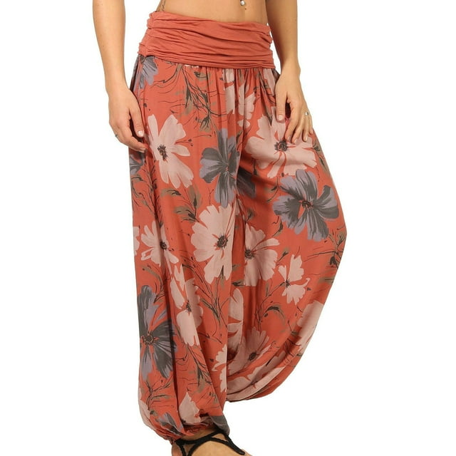LOVZFMLL Pantalon pour Femme, Pantalon Long à Jambe Grand Imprimé Pantalon Harem Décontracté Mode Rouge, 2TG