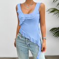 thumbnail image 5 of YOTMKGDO Tank Tops for Women 2024, Scrunch Neck Women's 2024 Spring and Summer Solid Color U Neck Mesh Blouse Sleeveless (Blue, L), 5 of 5