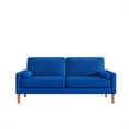 thumbnail image 7 of Modern Sofa Couch, 3 Seater Sofa with 2 Pillows, Small Soft Couch for Small Spaces, 67.7" Comfy Upholstered 3-Seater Couch for Bedroom Apartment Home Office, Tool-Free Assembly, Blue, 7 of 7