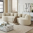 thumbnail image 5 of Kepooman 106.3" Compressed Seating Sofa with 6 Pillows and Luxury Corduroy Four-Seater, Boneless Couch with Deep Seat Design for Living Room, Bedroom, Beige, 5 of 7