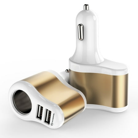 Iphone Speakers For Car Kasonic Car Charger Cigarette Lighter Socket, 3.1A 2 USB Charging Ports Outlet with cylinder Lighter Splitter Adapter for Iphone, Samsung Galaxy, MP4, GPS, PC,Cameras,Speakers ()