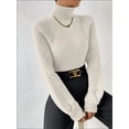 thumbnail image 6 of Sweater for Women High Neck Ribbed Knit Sweater Trendy Clothes White XL, 6 of 8