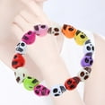 thumbnail image 2 of Punk Skull Gothic Colorful Skull Elastic Linked Jewelry Gift for Women Girls, 2 of 9