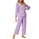 thumbnail image 2 of INSPIRAR CHIC Conjuntos de Pijama de Satén para Mujeres con Escote en V y Detalles de Encaje Talla XS Púrpura, 2 of 6