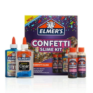Elmer's Confetti Slime Kit: Supplies Include Metallic & Clear Glue, Confetti Magical Liquid Activator, 4 Count