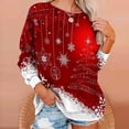 thumbnail image 2 of Sudaderas de Cuello Redondo de Navidad Para Mujer Suéter Con Estampado de Navidad Blusa Suelta Tops Sin Capucha Odeerbi ODB203065, 2 of 7