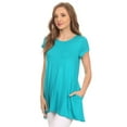 thumbnail image 2 of Women's Casual Solid Color Short Sleeve Tunic Top With Pockets, 2 of 4