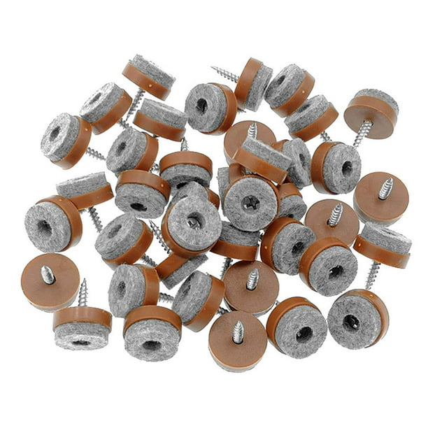 40 Protectores De Suelo Deslizantes Con Almohadilla De Fieltro Atornillable Para Patas De Madera De Silla, Mesa Y Sofá (F24Mm O 0,95 Pulgadas), Color Marrón