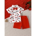 thumbnail image 2 of Diconna Tenues de la Saint-Valentin pour Garçons, Ensemble de Vêtements 2 Pcs avec Haut à Manches Courtes avec Nœud Papillon et Shorts Rouges, 2 of 8