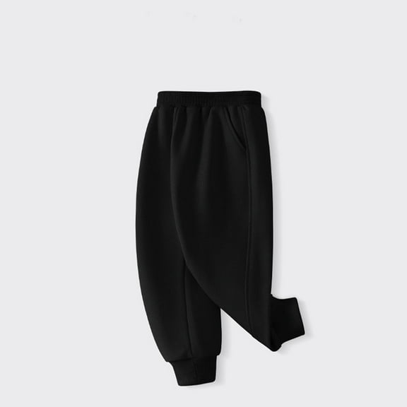 ATOGUTA Sweatpants Boys Girls Elastic Waist Baggy Joggers Fall School Uniform Hiking Pants Black, Size 2T-14