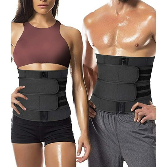 Unisex Waist Trainer Cincher Trimmer Shaper Neoprene Slimming Sweat Fat Burner Belt for Women Hot Body Shaper for Weight Loss Black