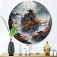 thumbnail image 2 of DESIGN ART Designart "Moonset And Japonese Maple Tree I" Japon Landscape Metal Round Wall Art 29x29 - Disc of 29 Inch, 2 of 5