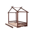 thumbnail image 5 of Twin Size Platform Bed with Trundle and Roof,Twin to King Extending House Bed,Wood Bed Frame with Slats Support,Can be Decorated,Floor Bed for Girls Boys Teens,No Box Spring Needed, 5 of 7