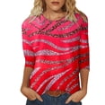 thumbnail image 1 of WEAIXIMIUNG Funny Tshirts Shirts for Women Plus Size Women Spring and Summer Casual Round Neck Three Quarter Sleeve Tshirt Gradient Pattern Print Top, 1 of 4