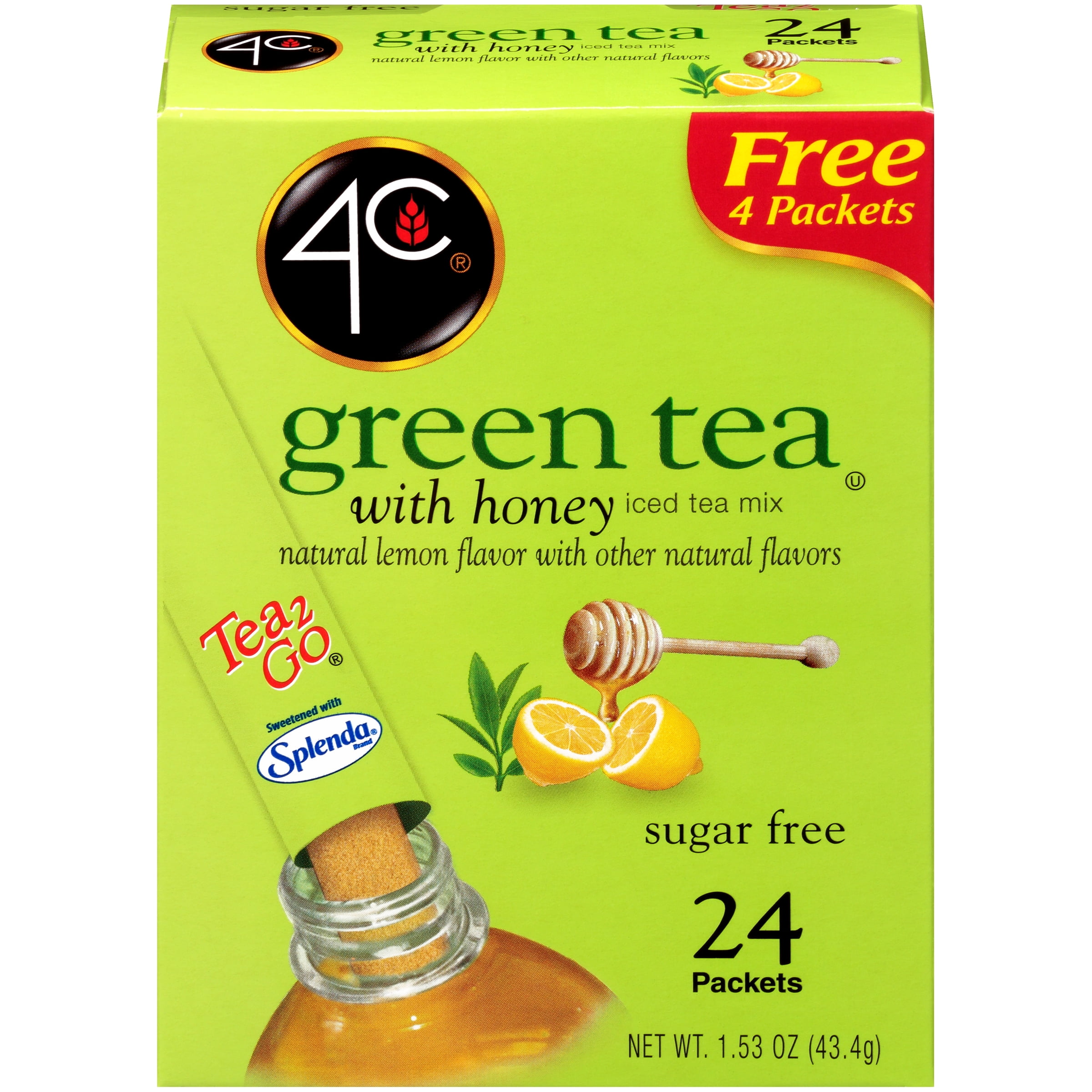 4C Totally Light Drink Mix, Green Tea, 1.53 Oz, 20 Packets, 1 Count