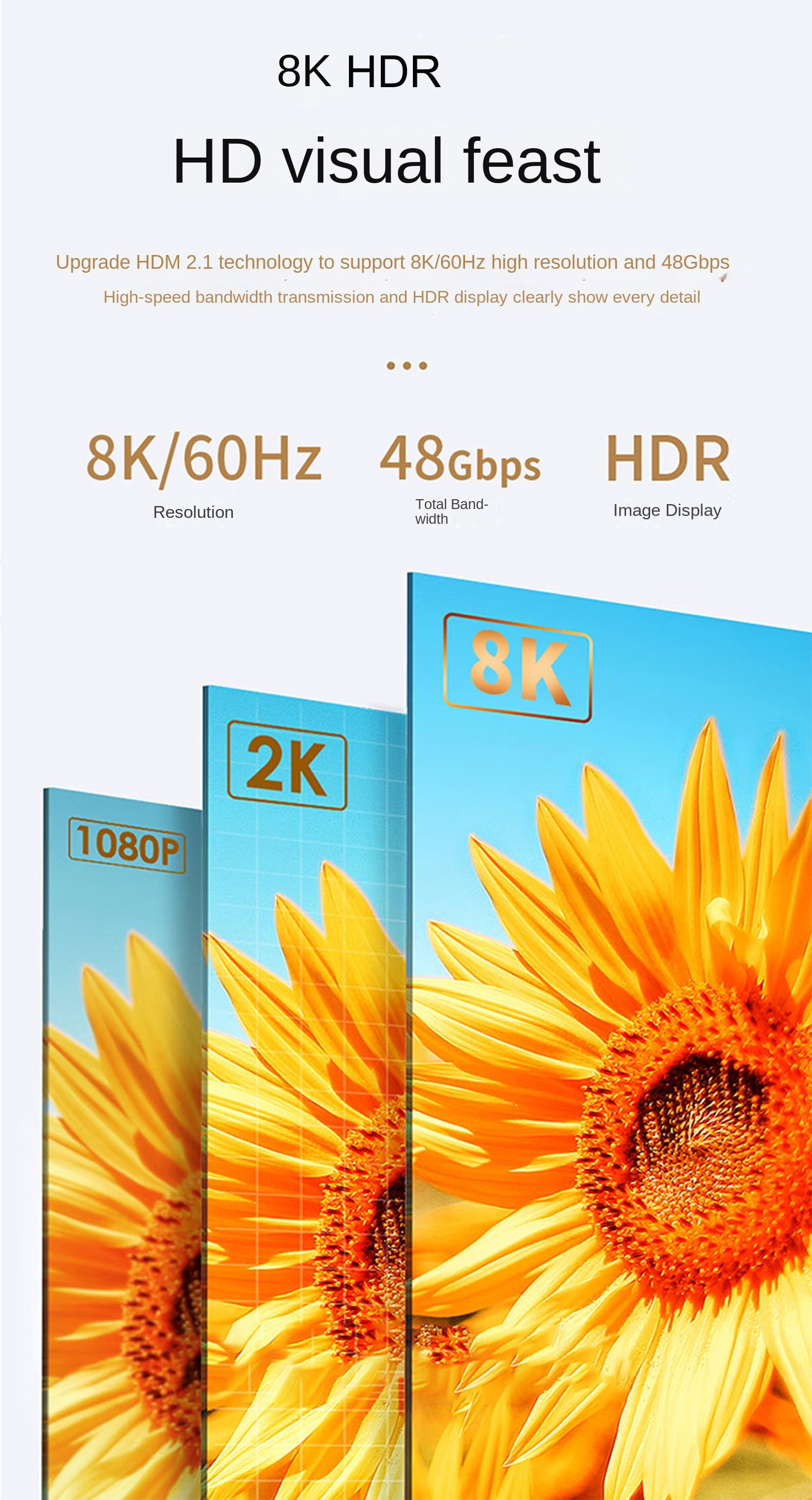 8K Fiber Optic HDMI 2.1 Cable,Supports Ultra High Speed 48Gbps 8K@60Hz 4K@120Hz HDCP 2.2/2.3,CEC,ARC/eARC,DTS:X,Dolby Atmos,EDID,Dynamic HDR,Compatible with PS5/PS4,Xbox,HDTV 8K,Roku,Samsung,Projector