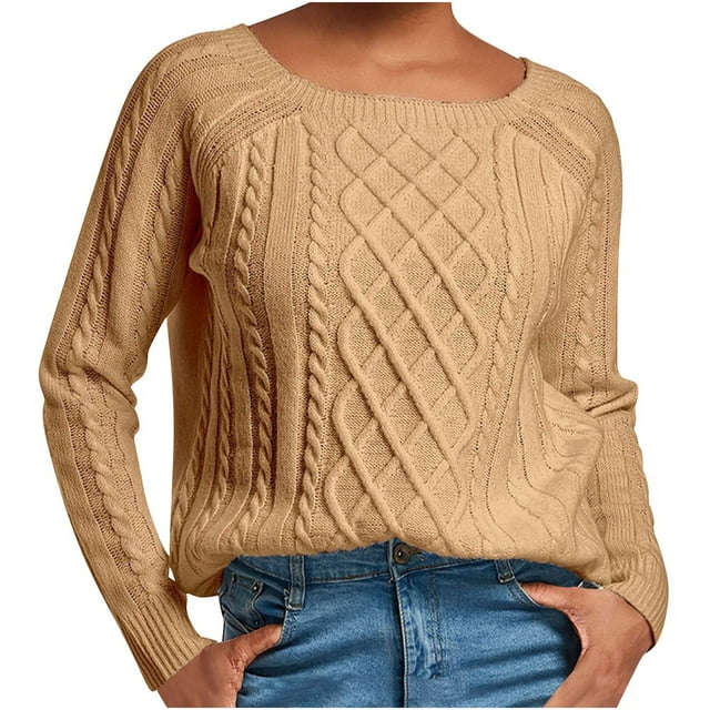 Timegard Fall Sweaters for Women Long Sleeve Round Neck Pullover Winter Solid Color Knit Tops Blouse