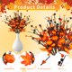 thumbnail image 3 of Decoración de Halloween, púas de flores de Halloween, centro de mesa para el hogar, bayas artificiales, calabaza, arreglo floral, decoración, 4 piezas, 3 of 6