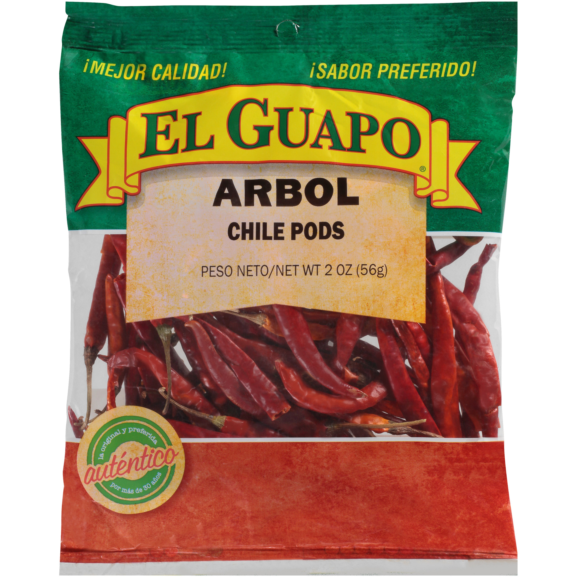 El Guapo Whole Arbol Chili Pods (Chile de Arbol Entero), 2 oz Walmart
