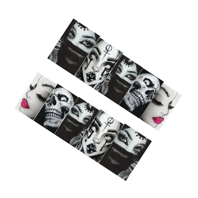 tredstone Women Girls Halloween Nail Art Sticker Skull Ghost Female Colorful Manicure Wraps Decor Tool
