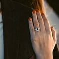 thumbnail image 5 of 1.86ct emerald cut natural london blue topaz 18k rose gold halo Bridal Wedding Engagement Promise Anniversary Ring for Women size 10, 5 of 7