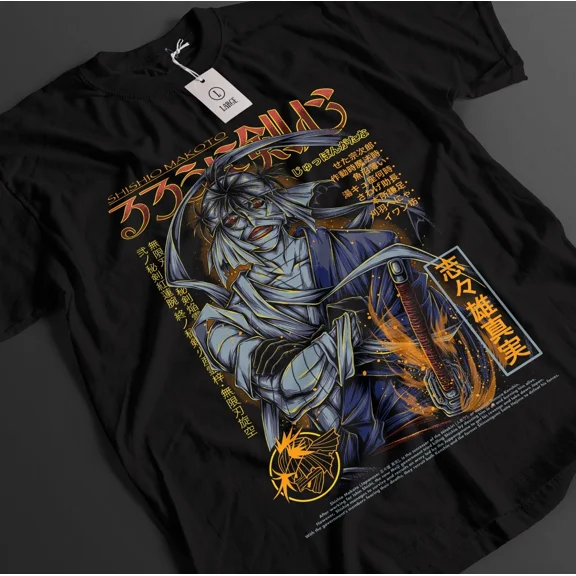 VINTAGE Rurouni Kenshin Shirt Makoto Shishio Tshirt Battousai Saito Top Aoshi Anime Tee