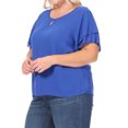 thumbnail image 2 of Women's Plus Size Flowy Flutter Sleeve Blouse with Keyhole Neckline, 2 of 6