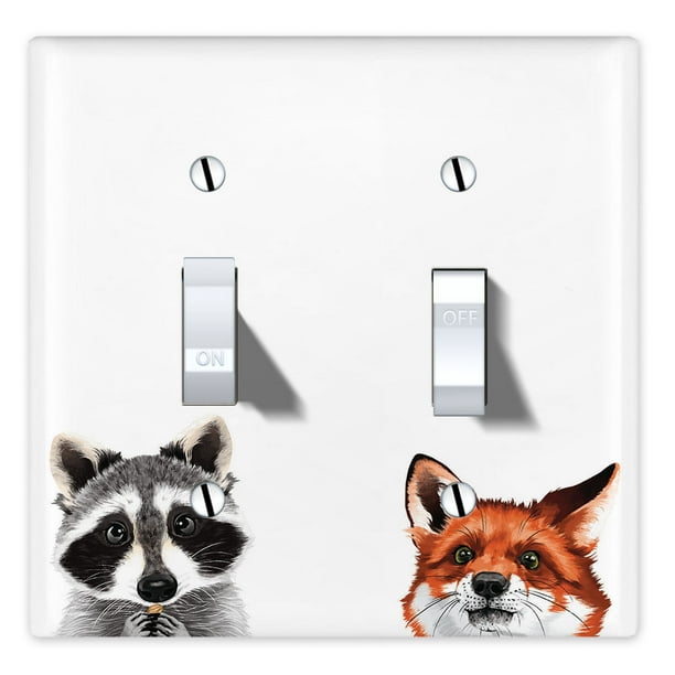 Wirester 2 Gang Toggle Wall Plate Switch Plate Cover Animal Raccoon Red Fox Walmart Com Walmart Com