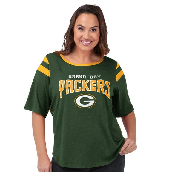 Women's G-III 4Her by Carl Banks Green Green Bay Packers Plus Size Linebacker T-Shirt