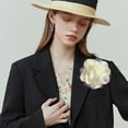 thumbnail image 3 of Satin Fabric Rose Flower Brooch for Women 5.5in Oversized Camellia Corsage Elegant Floral Boutonniere for Wedding Party Dance Banquet Ceremony Dress Accessory Handmade Jewelry, 3 of 12