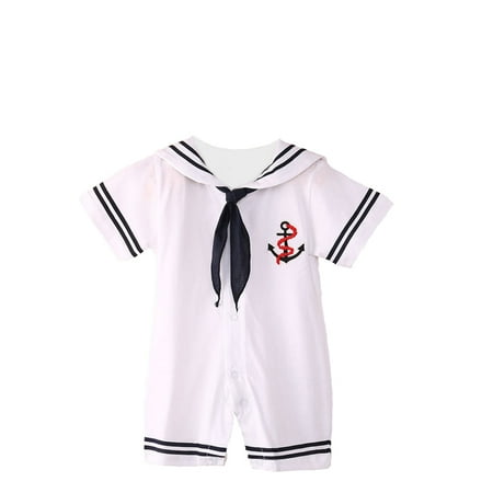 

Carolilly Toddler Baby Boy Girl Short Sleeve Bodysuit Anchor Sailor Romper Jumpsuit Summer Clothes