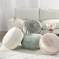 thumbnail image 5 of Mina Victory Sofia 20x20" Round Pin Tuck Velvet Pouf in Charcoal, 5 of 5