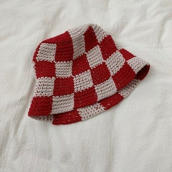 COCOpeaunt New Korean Hand Made Crochet Bucket Hats Spring Summer Soft Sun Hat Women Bucket Hats Plaid Bob Fisherman Cap Women Panamas