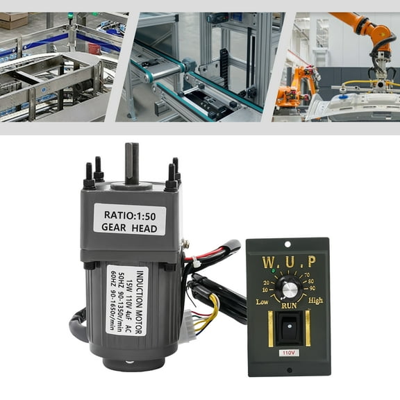 15W Adjustable Speed Motor AC Gear Motor Reversible Motor With Controller Flexible Installation Gear Motor