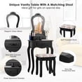 thumbnail image 3 of Pemberly Row Pine Wood Vanity Table Set with 3 Storage Drawers in Black, 3 of 12