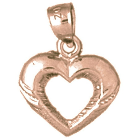 14K Rose Gold Heart Pendant - 17 mm