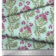 thumbnail image 3 of Soimoi Green polyester Crepe Fabric Leaves & Primrose Floral Printed Fabric 1 Yard 42 Inch Wide, 3 of 3