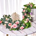 thumbnail image 2 of ZHAOCHENG Guirnalda de rosas artificiales de seda, rosas colgantes, plantas de follaje para arreglos florales de boda (2 unidades, rosa), 2 of 5
