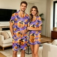 thumbnail image 7 of JULMCOMO Halloween Couples Matching Pajama Sets Pumpkins Print Collared Button Down Holiday Two Piece Sets Cute Printed Comfy Soft Pajamas Purple-Women S, 7 of 7