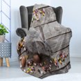 thumbnail image 4 of Easter Bunny Soft Flannel Fleece Throw Blanket, Photo of Rabbit on Wooden Background with Holidays Rustic Spring, Cozy Plush for Indoor and Outdoor Use, 50" x 70", Multicolor, by Ambesonne, 4 of 5
