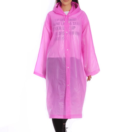 Pink Track Jacket - Unisex Waterproof Jacket Clear Raincoat Rain Coat Hooded Poncho Rainwear Men Pink
