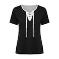 thumbnail image 4 of Favoffer Womens Short Sleeve Tops V Neck Tie Front Cross Wrap Loose Fit Casual Blouses Light Shirts for Daily Party Dating Shopping, 4 of 5