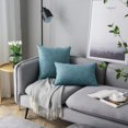 thumbnail image 2 of Set of 2 Light Blue Pillow Covers Rustic Linen Decorative Square Throw Pillow Covers 16x16 Inch for Sofa Couch Home Farmhouse Decoration, 2 of 7
