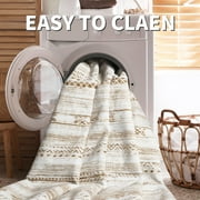 VUNATE 5' x 7' Area Rugs for Living Room, Washable Moroccan Boho Geometric Rug, Soft Neutral Distressed Indoor Carpet for Bedroom, Dining Room & Office, Foldable Non-Slip, Brown